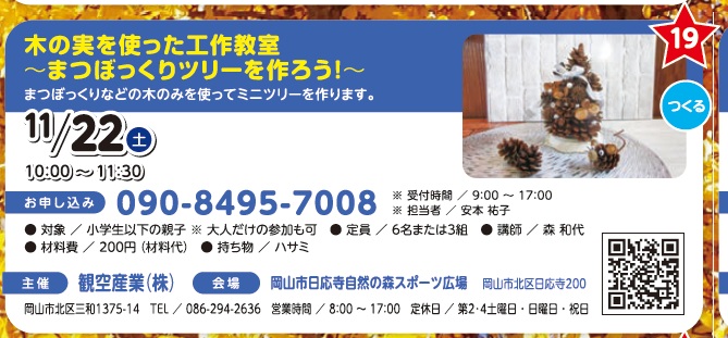 木の実を使った工作教室 ～まつぼっくりツリーを作ろう！～